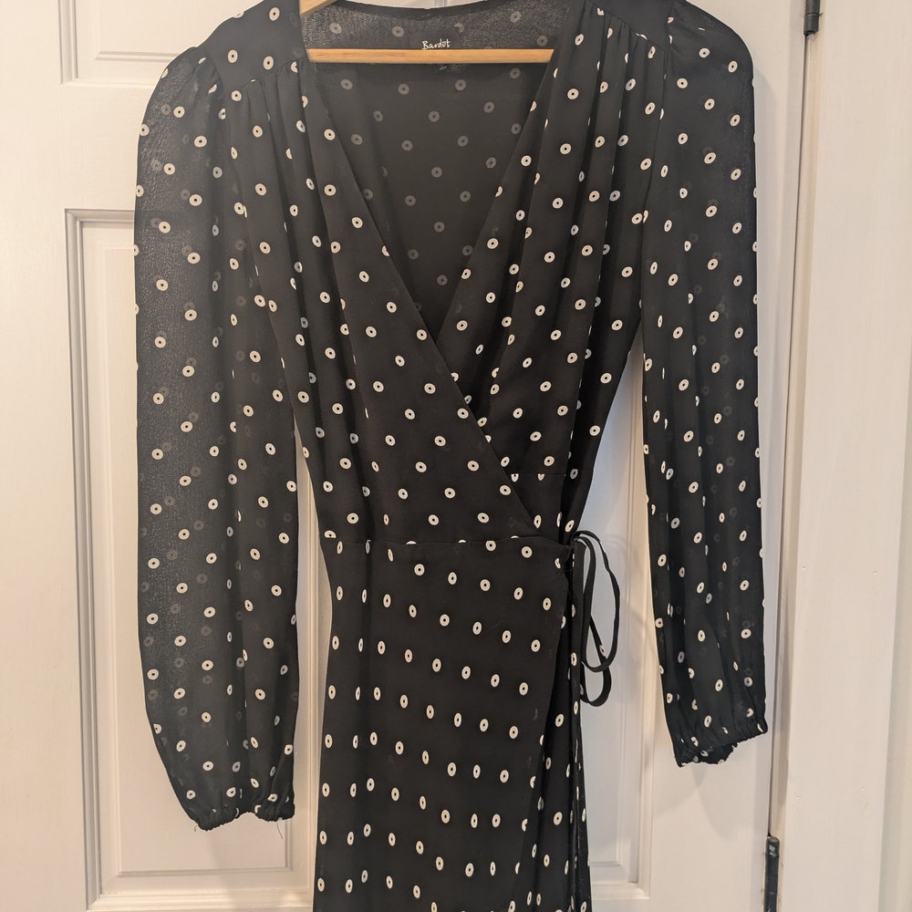 Bardot Black and White Long Sleeve Dress